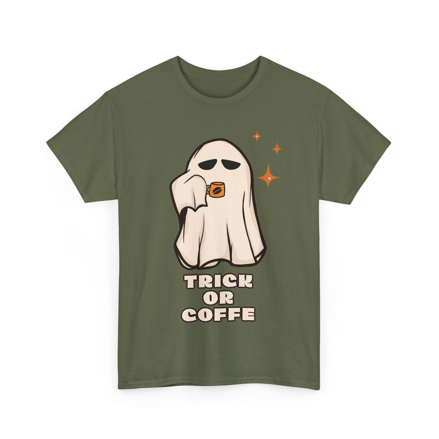 Ghostly Coffee Unisex Tee - Perfect for Halloween, Cozy Days, and Gift Ideas, Trick or Coffe Shirt, Holidays, Ghost Design, Coffee