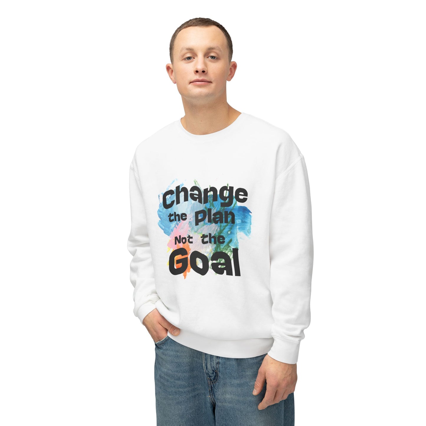 Change the Plan Lightweight Crewneck Sweatshirt | Inspirational Quote Sweatshirt for Everyday Motivation