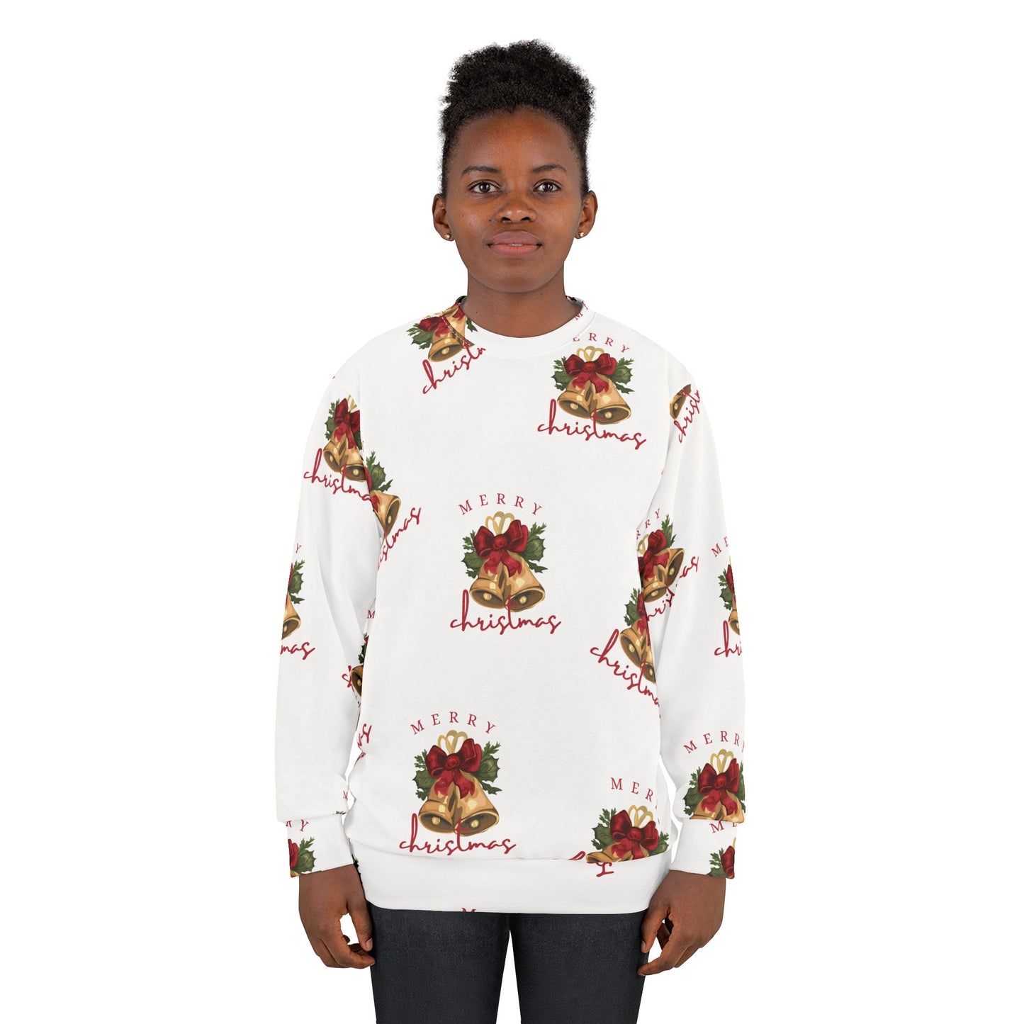 Festive Christmas Sweatshirt, Cozy Winter Gift, Unisex Holiday Apparel, Merry Christmas, Seasonal Clothing, Gift Idea, AOP Design