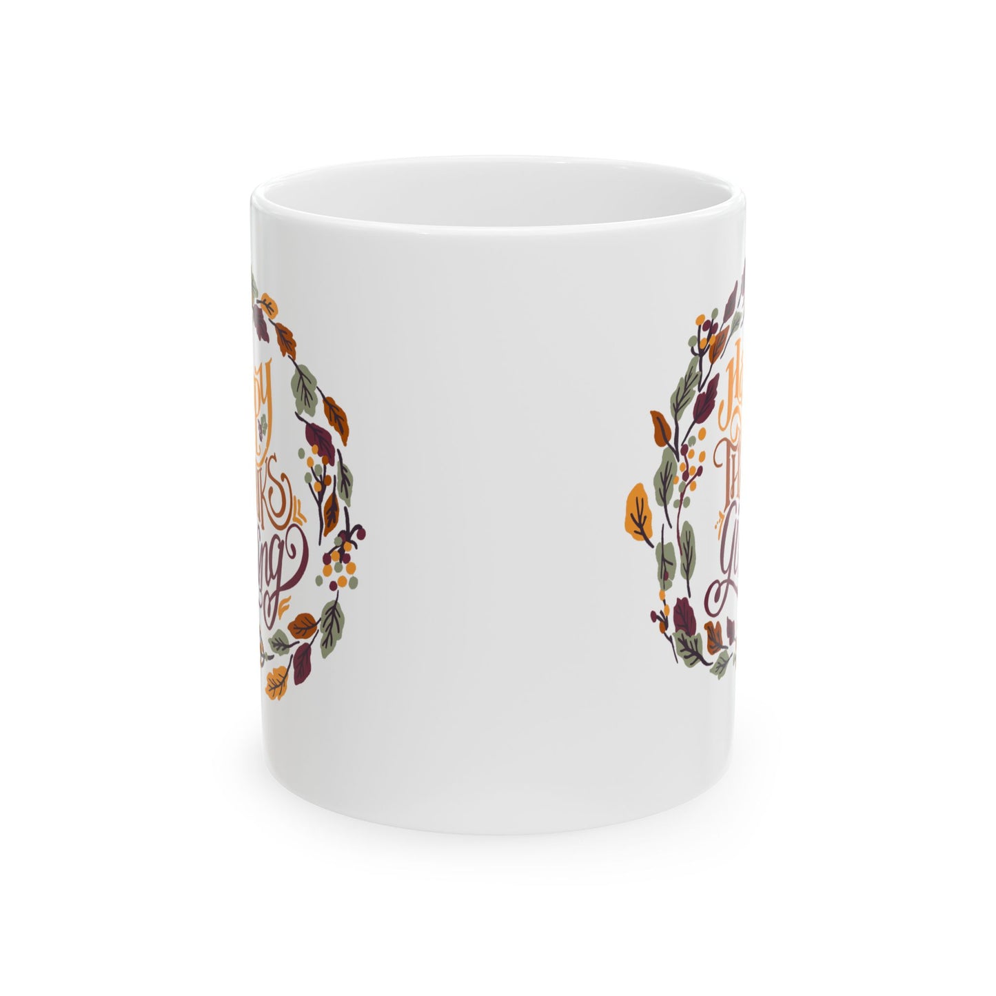 Floral Wreath Ceramic Mug - Elegant Coffee Cup for Home, Office, Gifts, Birthday, Tea Lover Decor