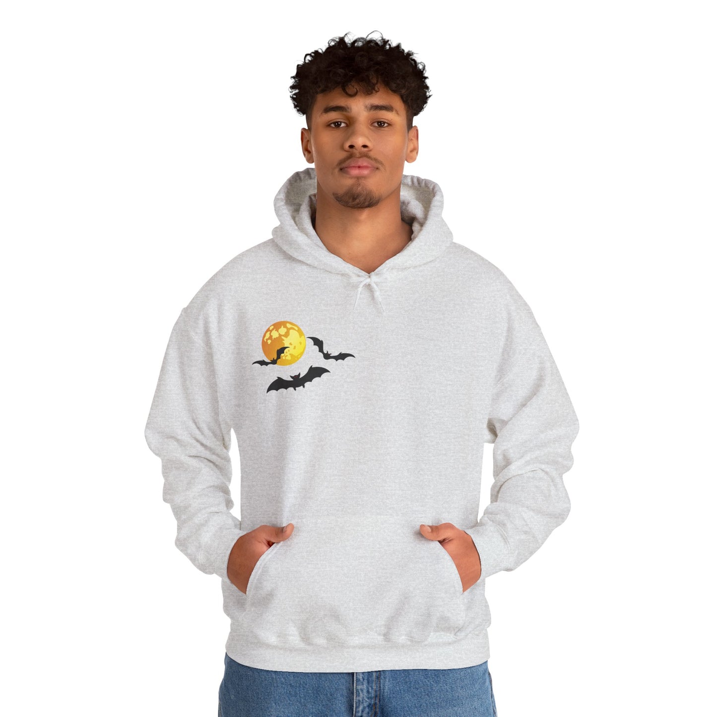 Halloween-Themed Unisex Hoodie with Witches and Bats Design, Cozy Sweatshirt for Fall Celebrations, Spooky Season Apparel, Gift Idea