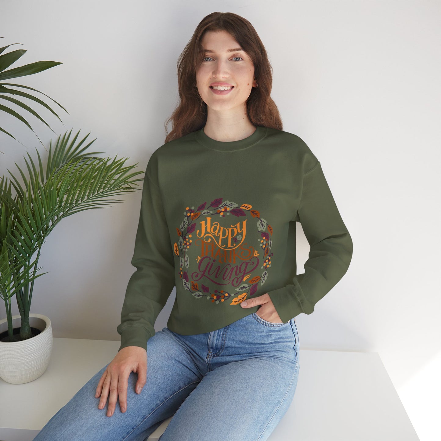 Happy Thanksgiving Crewneck Sweatshirt - Cozy Fall Apparel, Thanksgiving Gift, Unisex Pullover, Casual Fall Sweatshirt