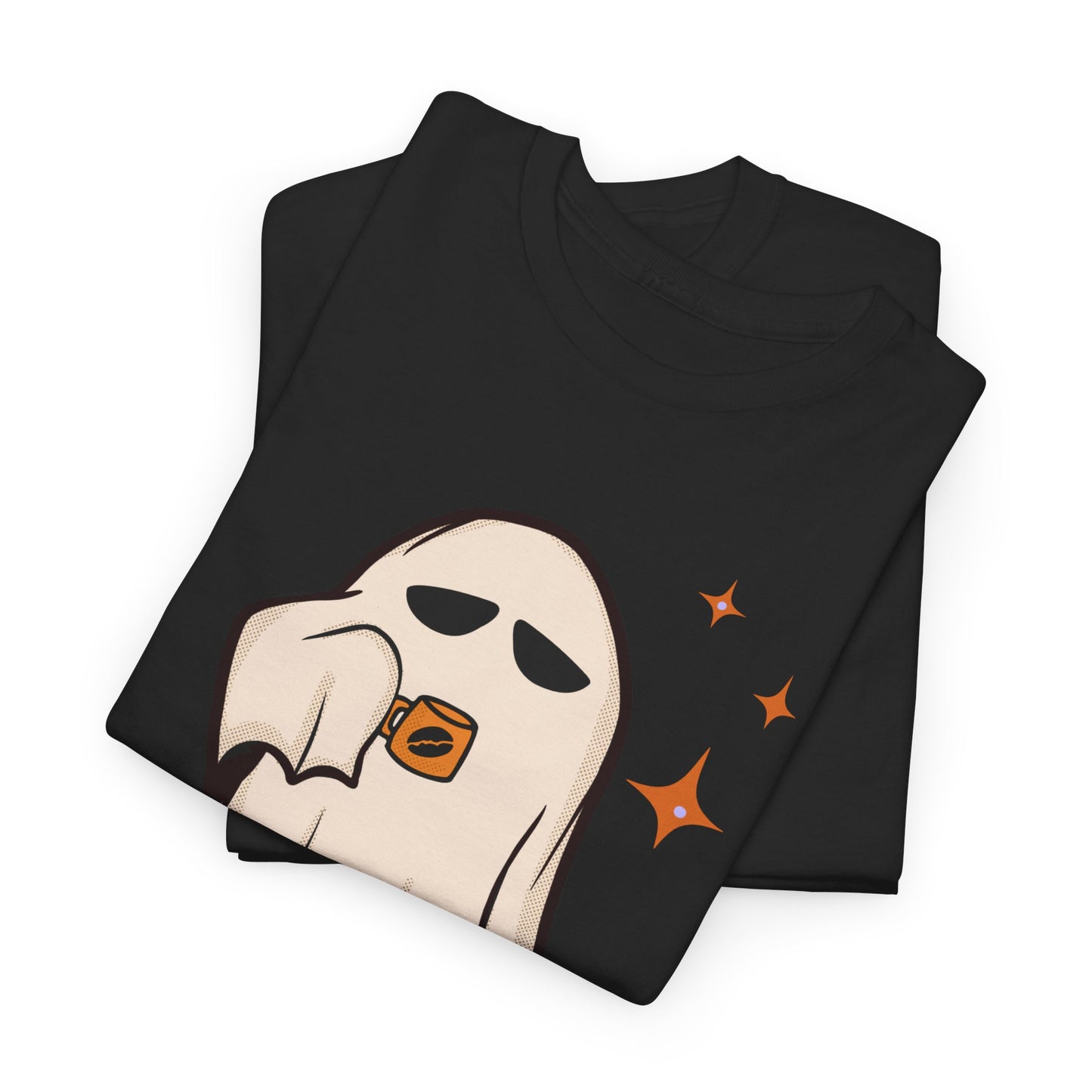 Ghostly Coffee Unisex Tee - Perfect for Halloween, Cozy Days, and Gift Ideas, Trick or Coffe Shirt, Holidays, Ghost Design, Coffee