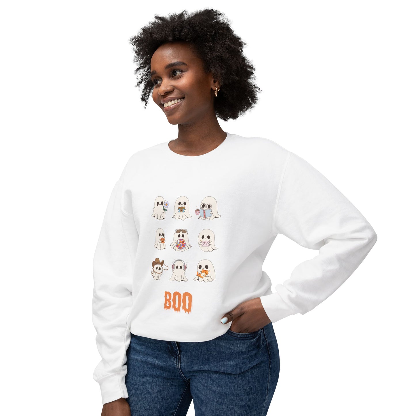 Adorable Ghosts Halloween Sweatshirt, Lightweight Crewneck, Unisex, Cute Halloween Apparel, Boo Sweatshirt, Spooky Season Gift