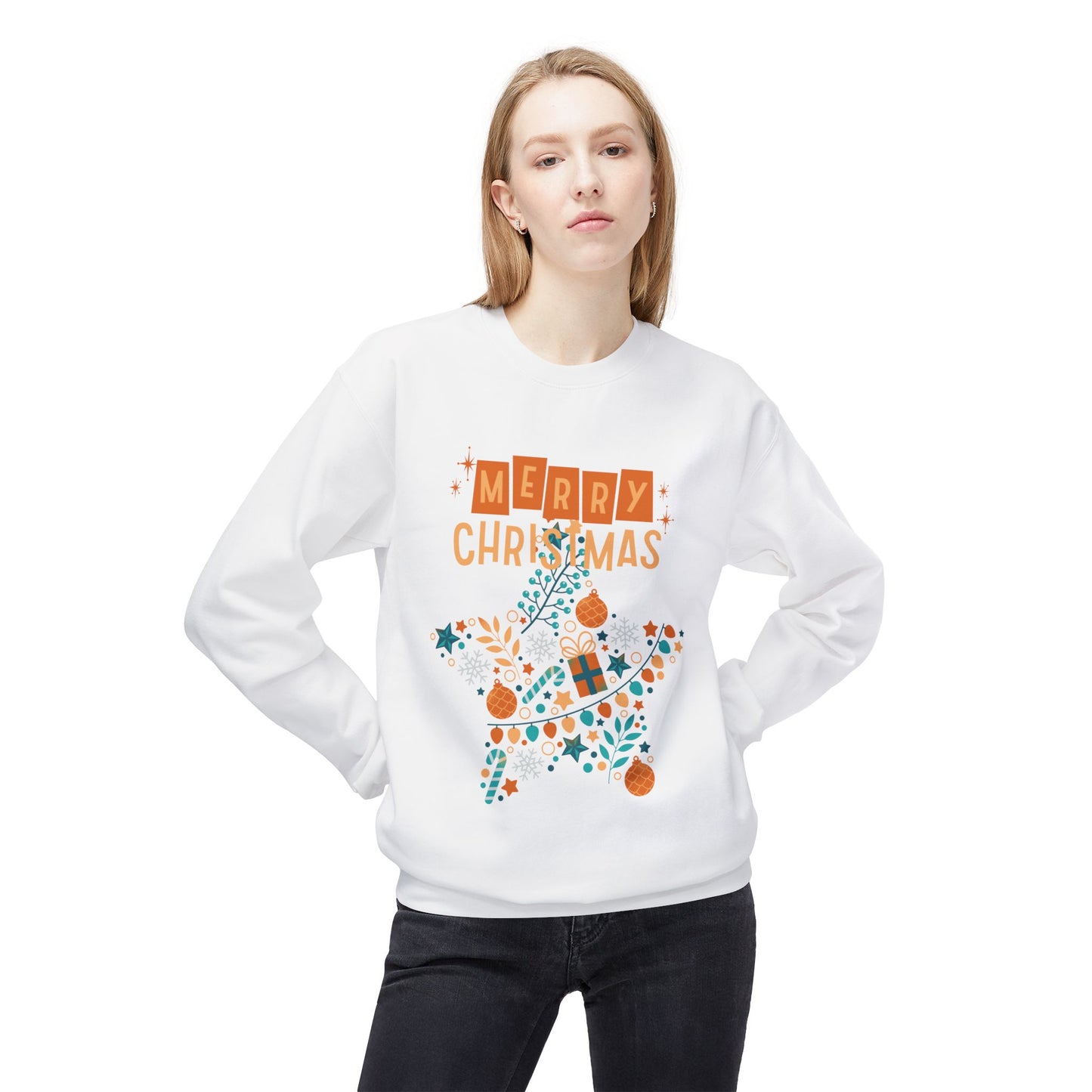 Merry Christmas Sweatshirt, Cozy Holiday Crewneck, Festive Apparel, Winter Gift, Unisex Fleece Top, Christmas Sweatshirt