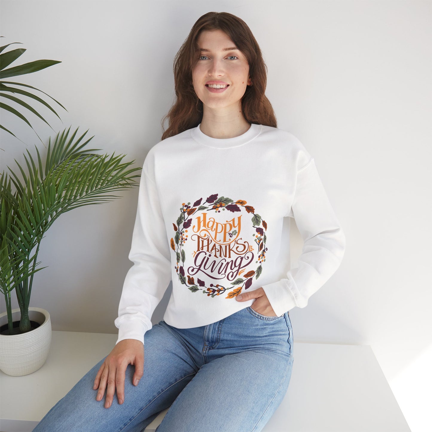 Happy Thanksgiving Crewneck Sweatshirt - Cozy Fall Apparel, Thanksgiving Gift, Unisex Pullover, Casual Fall Sweatshirt