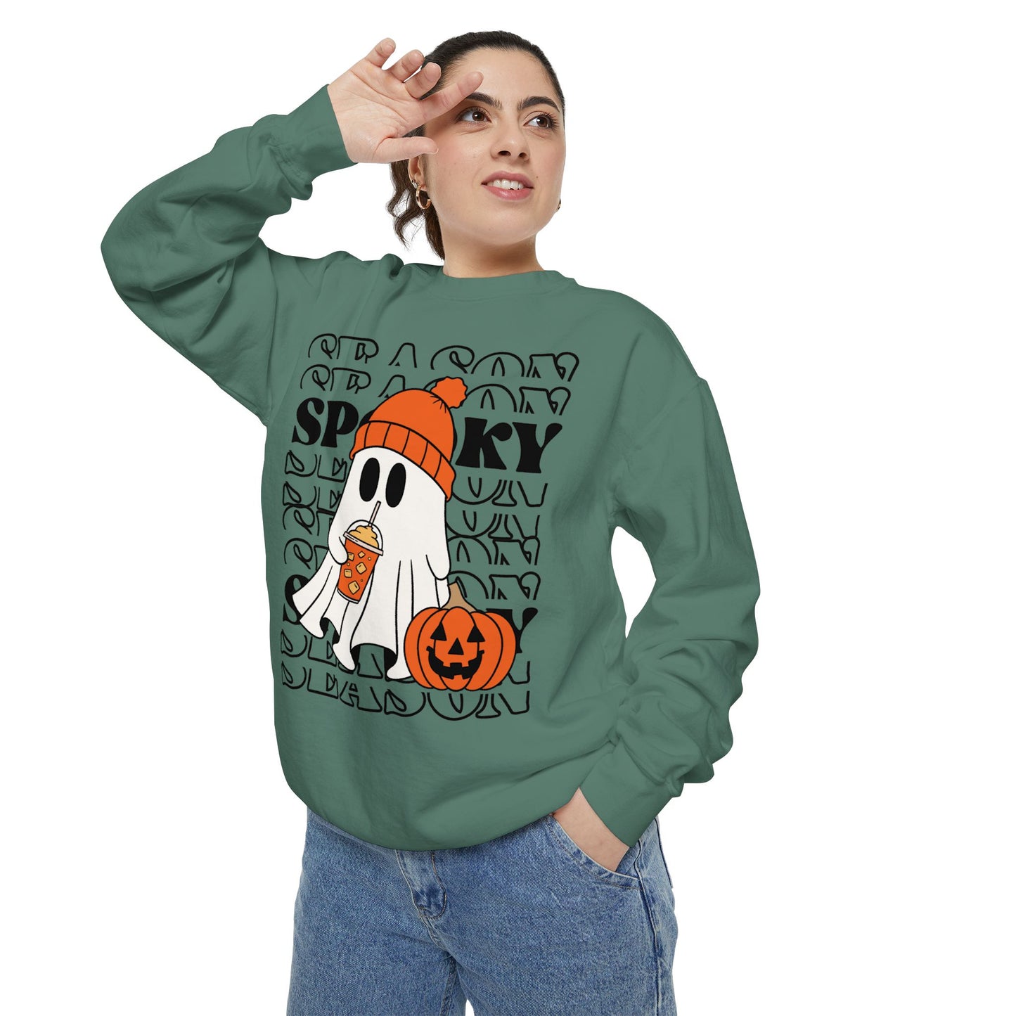 Spooky Season Sweatshirt - Unisex Garment-Dyed Pullover for Halloween and Fall, Cozy Comfort, Perfect Gift for Friends, October Decor,