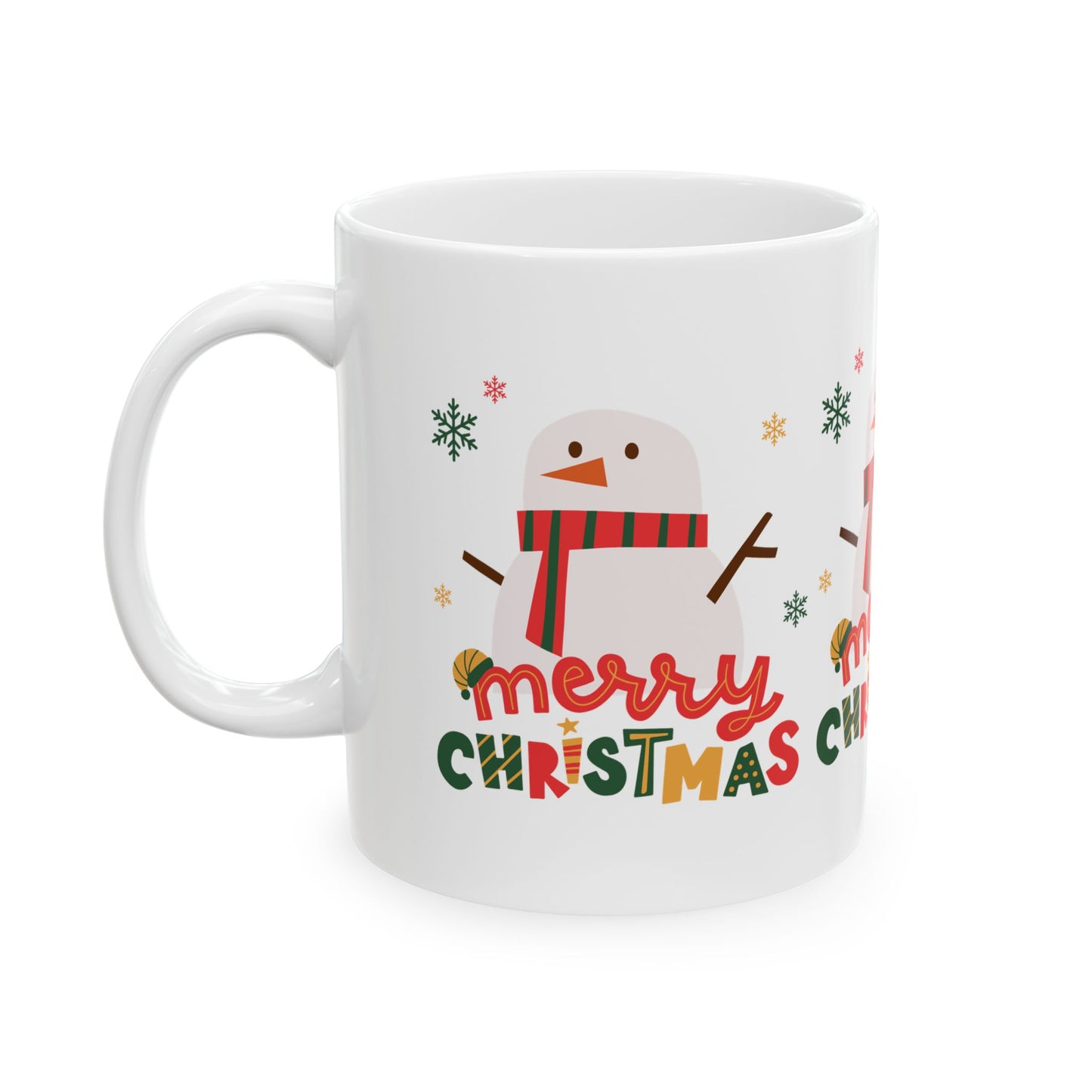 Merry Christmas Snowman Mug, Holiday Gift, 11oz, 15oz, Christmas Coffee Cup, Winter Decor, Cute Gift Idea