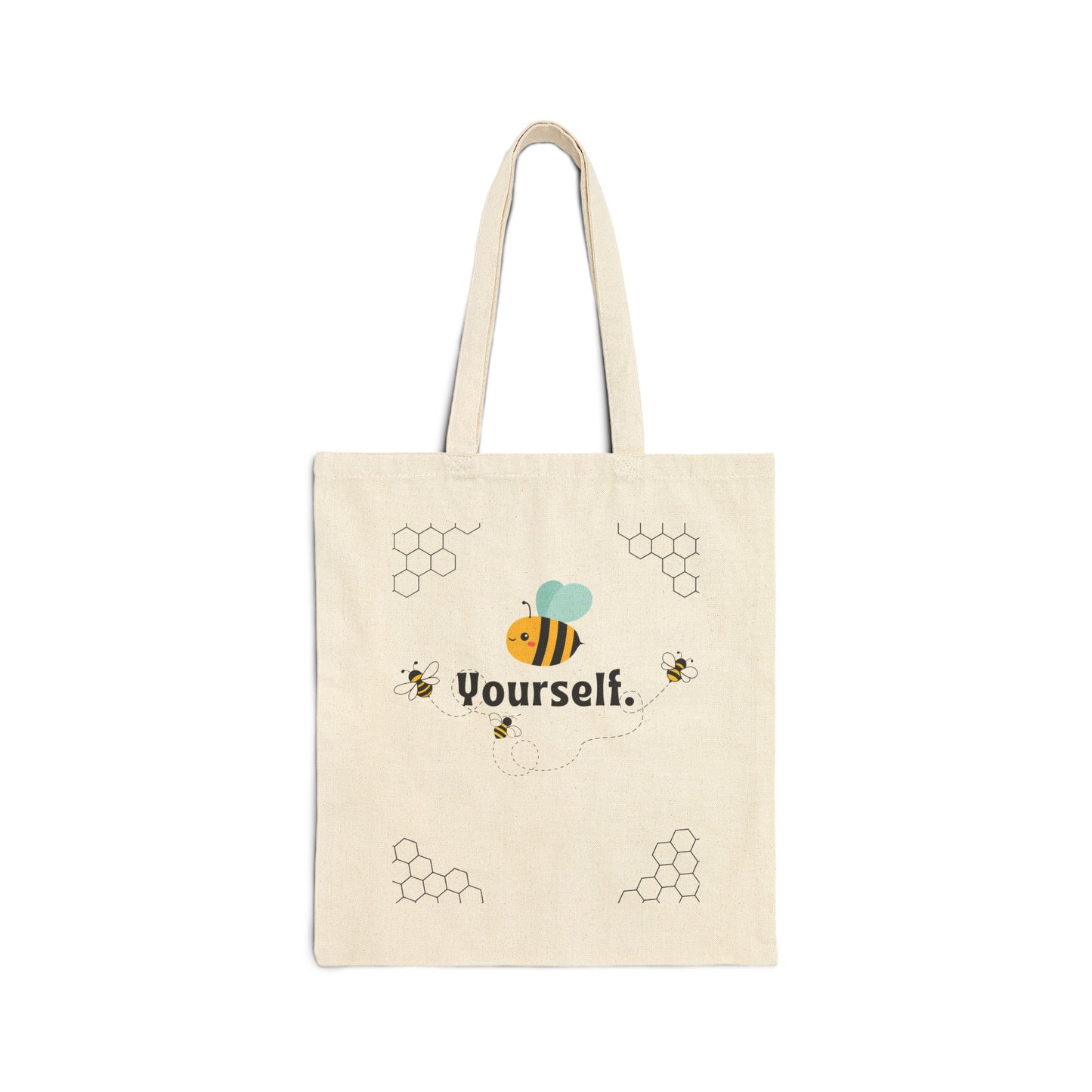 Bee Yourself Cotton Canvas Tote Bag | Eco-friendly Shopping, Teacher Gift, Reusable Grocery Bag, Fun Beach Tote, Personalized Gift