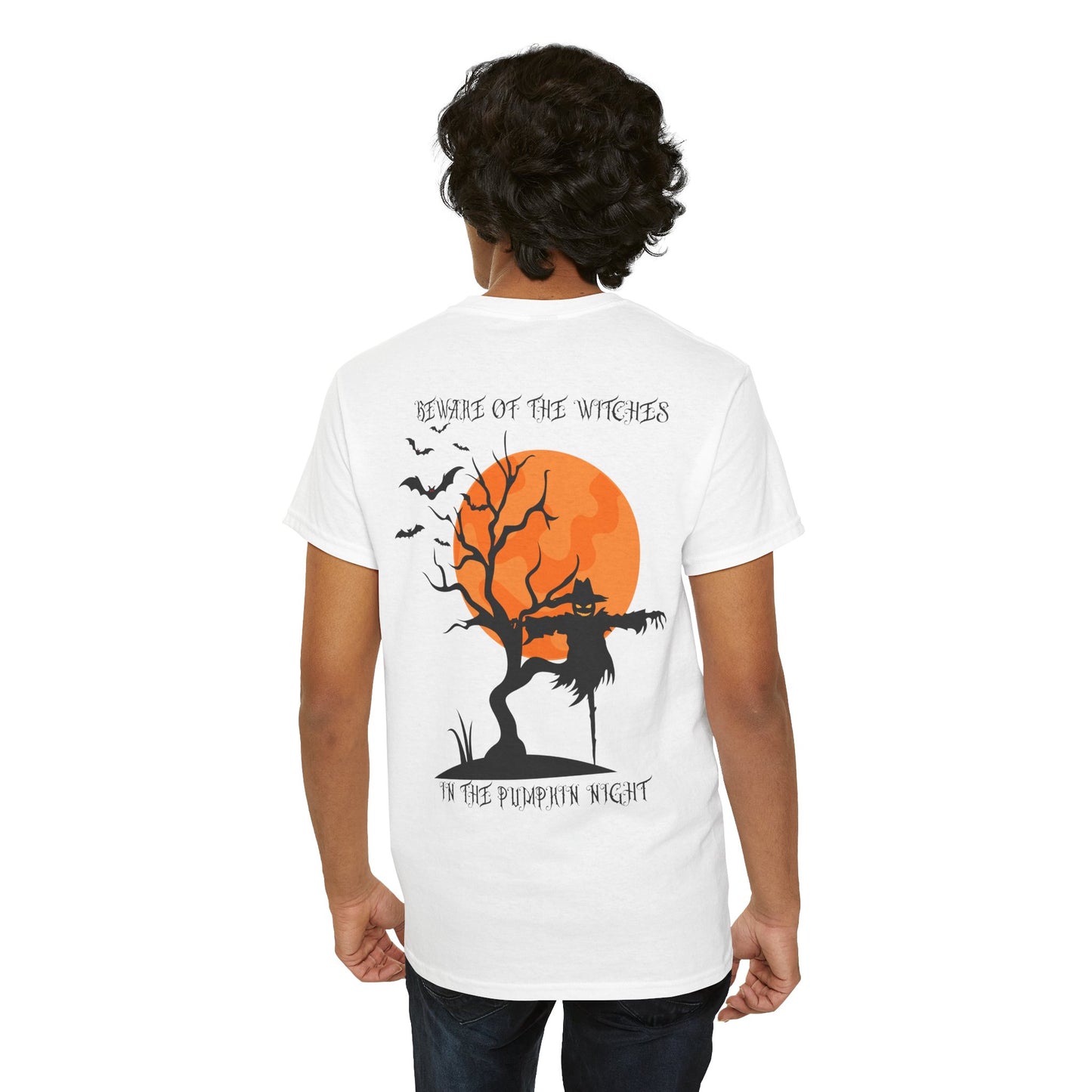 Halloween Witches Themed Unisex Heavy Cotton Tee, Scary Shirt, Witch T-Shirt, Fall Apparel, Spooky Night Top
