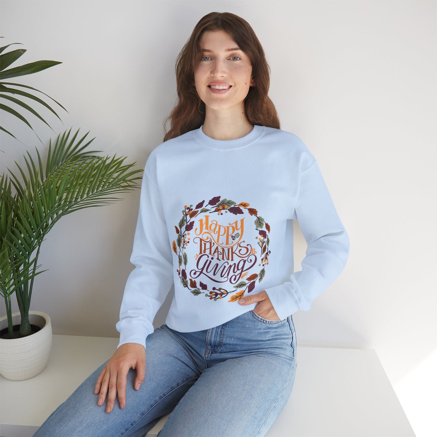 Happy Thanksgiving Crewneck Sweatshirt - Cozy Fall Apparel, Thanksgiving Gift, Unisex Pullover, Casual Fall Sweatshirt