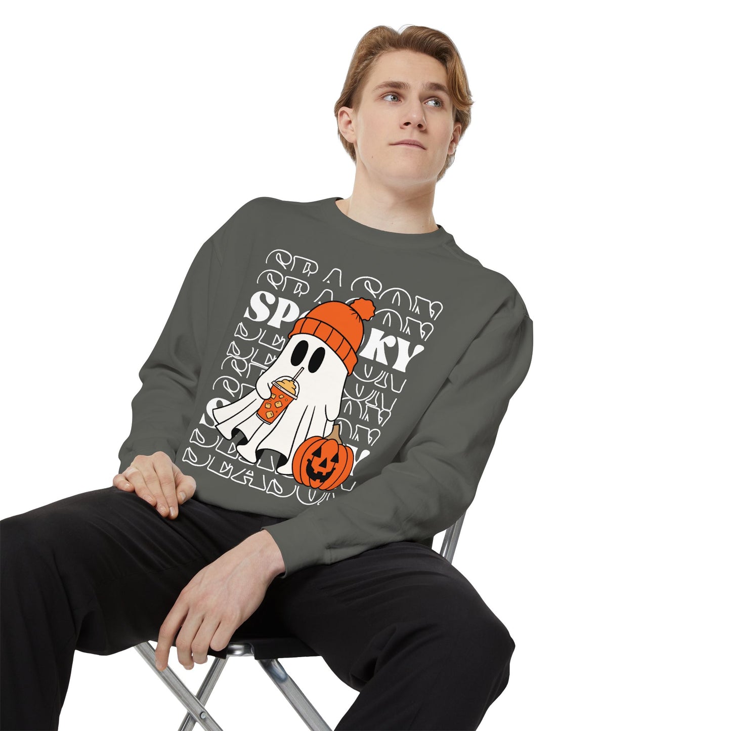 Spooky Season Sweatshirt - Unisex Garment-Dyed Pullover for Halloween and Fall, Cozy Comfort, Perfect Gift for Friends, October Decor,