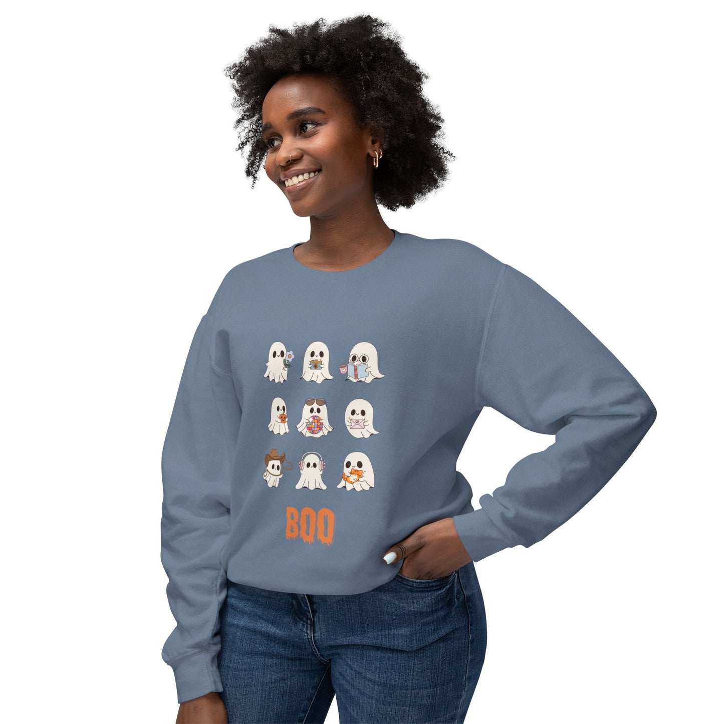 Adorable Ghosts Halloween Sweatshirt, Lightweight Crewneck, Unisex, Cute Halloween Apparel, Boo Sweatshirt, Spooky Season Gift