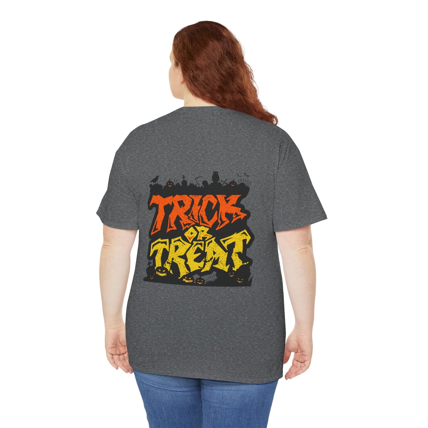 Halloween Unisex Tee, Spooky Pumpkin Shirt, Trick or Treat Graphic T-Shirt, Fall Clothing, Halloween Party Attire