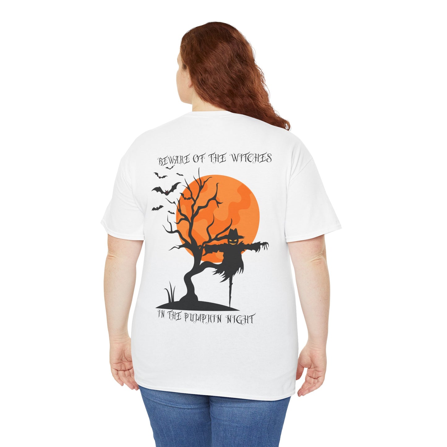 Halloween Witches Themed Unisex Heavy Cotton Tee, Scary Shirt, Witch T-Shirt, Fall Apparel, Spooky Night Top