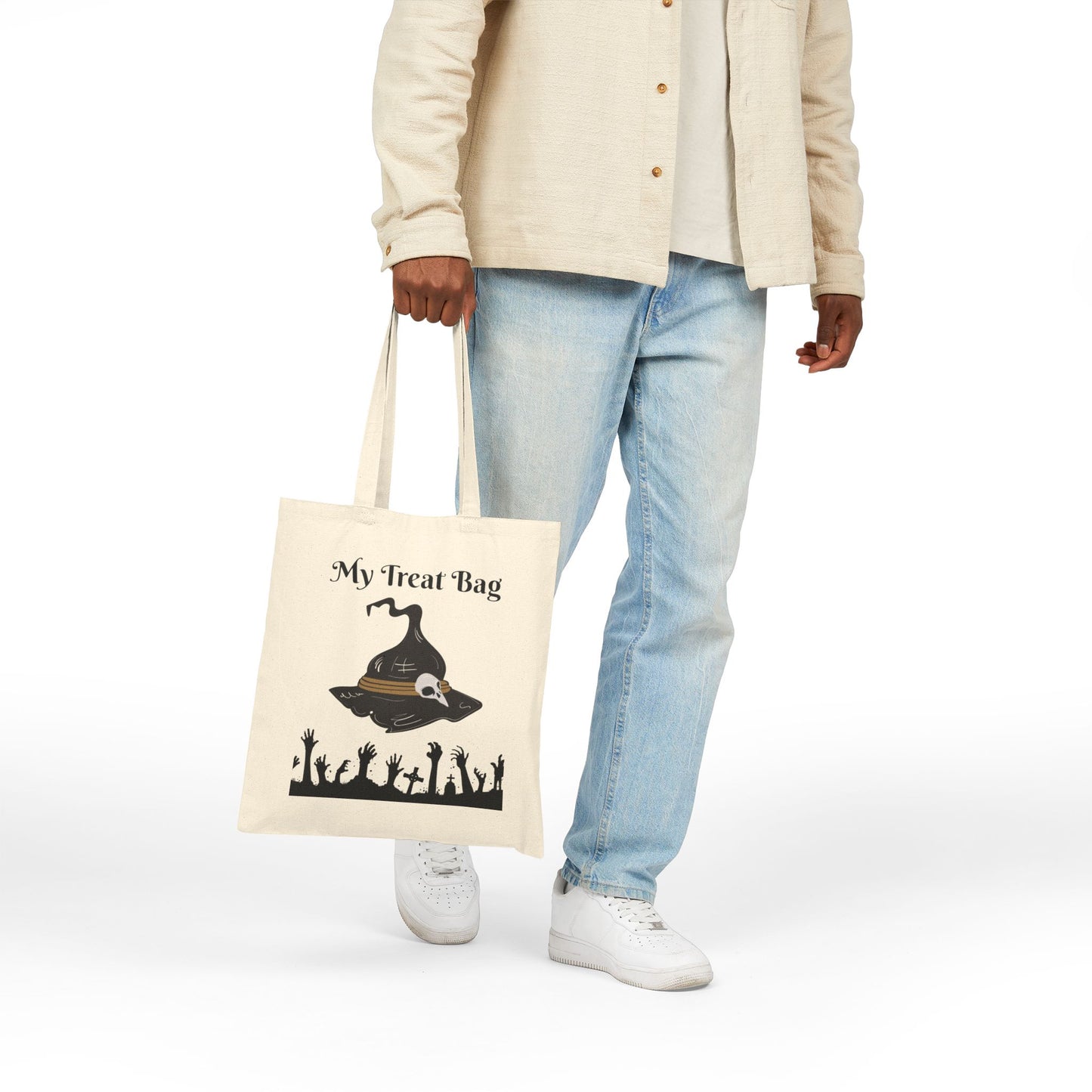 Halloween My Treat Bag Cotton Tote Bag, Eco-Friendly Shopping Bag, Reusable Gift Bag, Halloween Decorations, Treat Bag