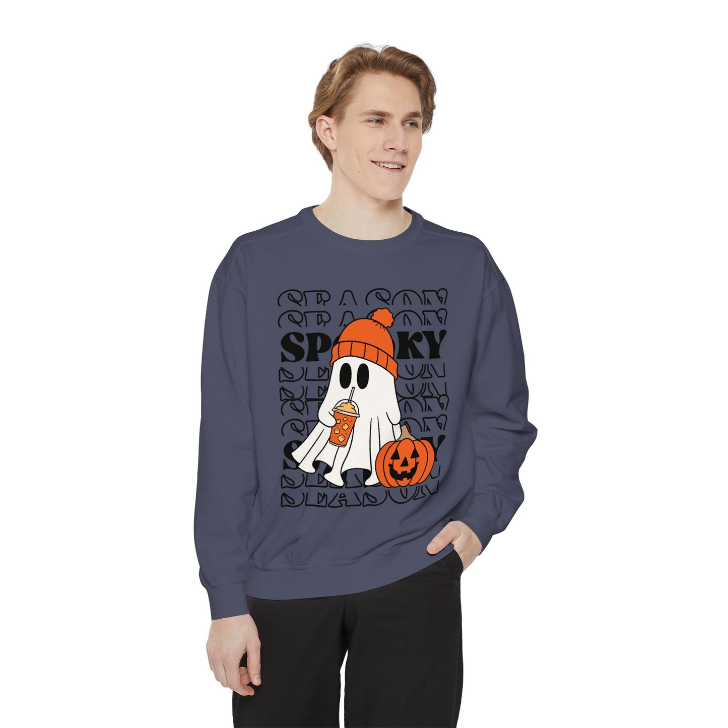 Spooky Season Sweatshirt - Unisex Garment-Dyed Pullover for Halloween and Fall, Cozy Comfort, Perfect Gift for Friends, October Decor,