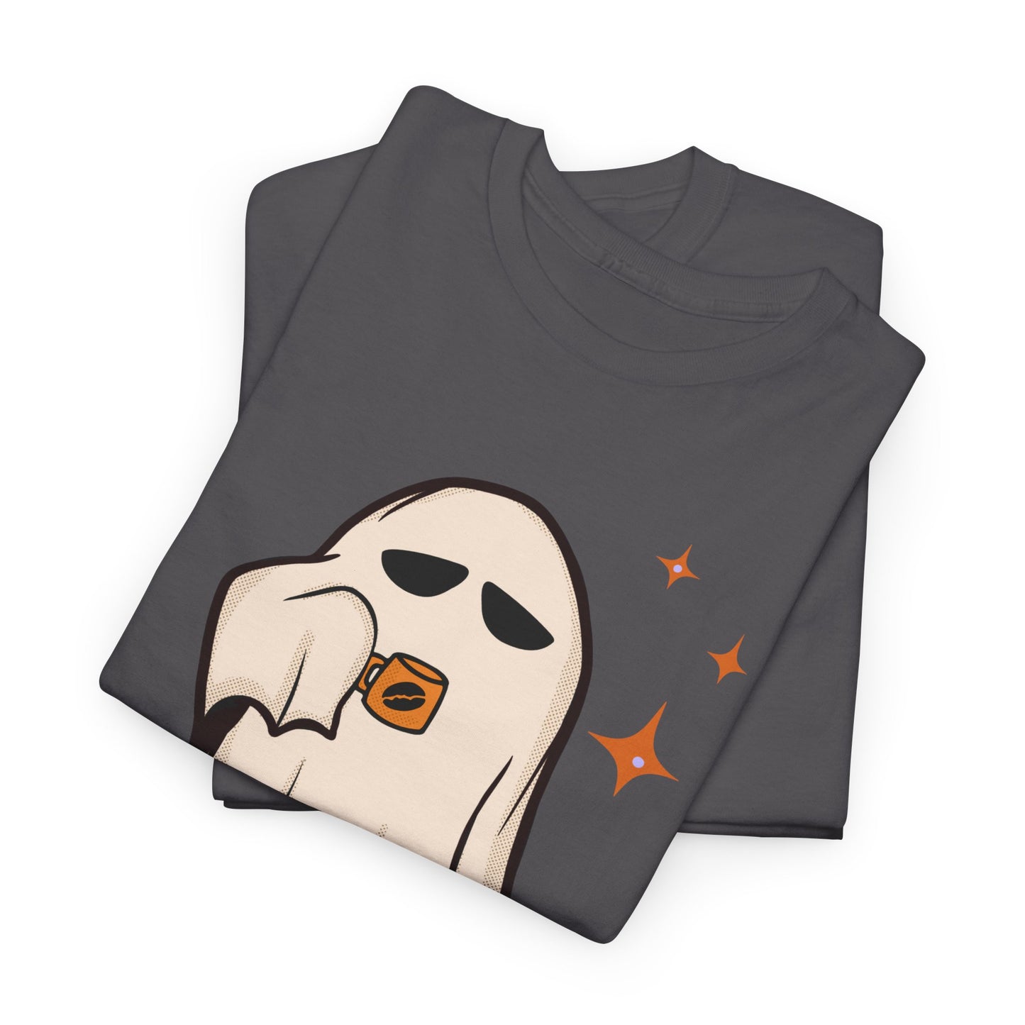 Ghostly Coffee Unisex Tee - Perfect for Halloween, Cozy Days, and Gift Ideas, Trick or Coffe Shirt, Holidays, Ghost Design, Coffee