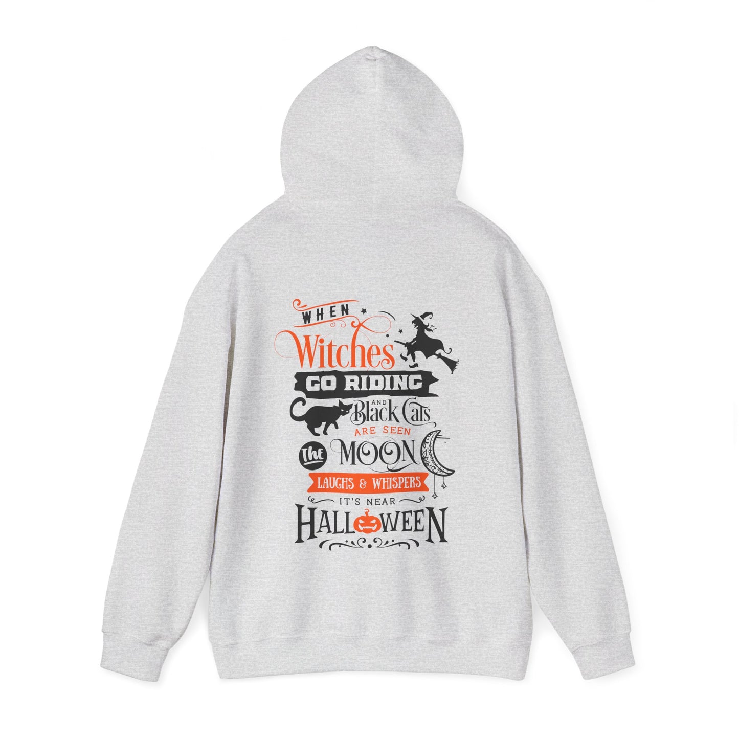 Halloween-Themed Unisex Hoodie with Witches and Bats Design, Cozy Sweatshirt for Fall Celebrations, Spooky Season Apparel, Gift Idea