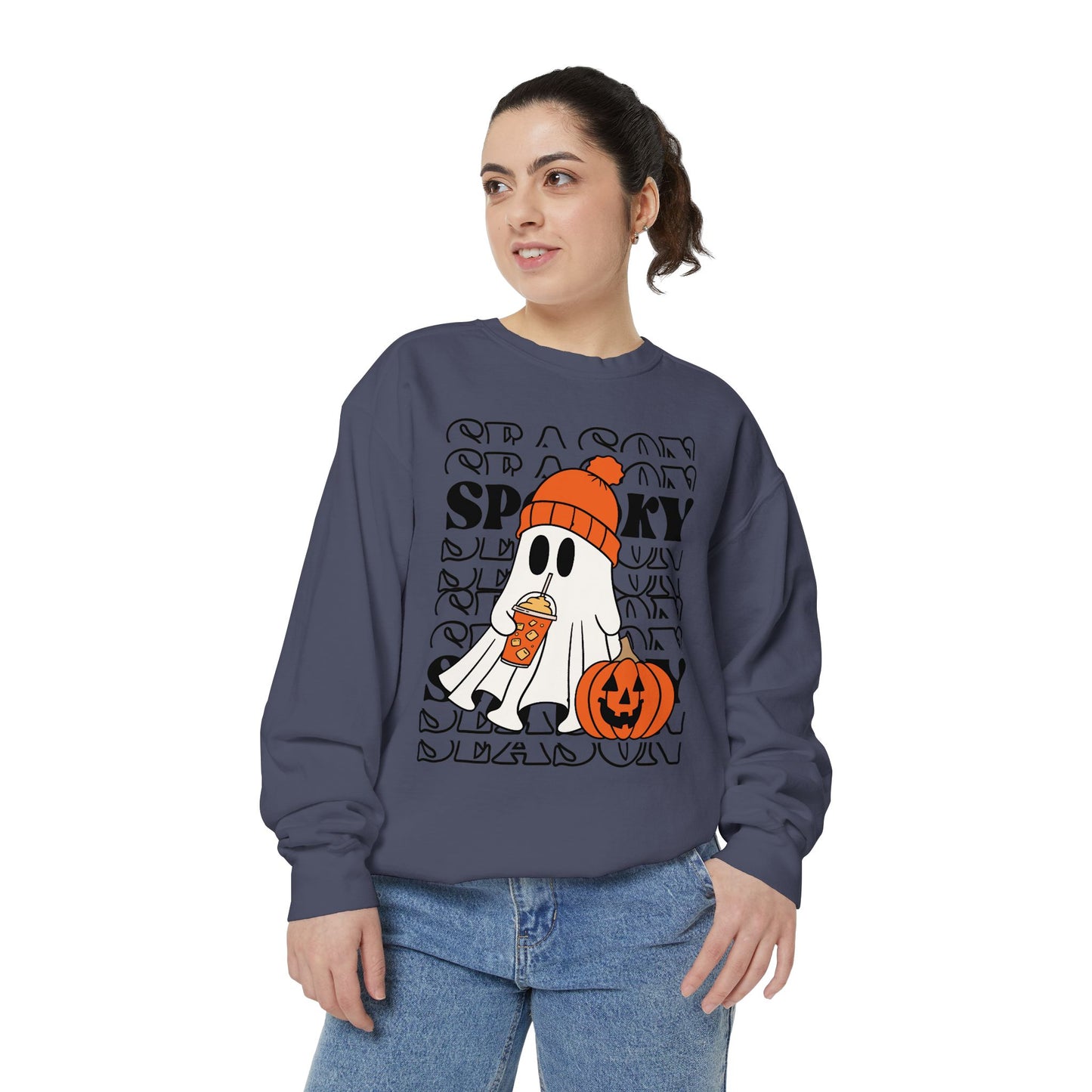 Spooky Season Sweatshirt - Unisex Garment-Dyed Pullover for Halloween and Fall, Cozy Comfort, Perfect Gift for Friends, October Decor,