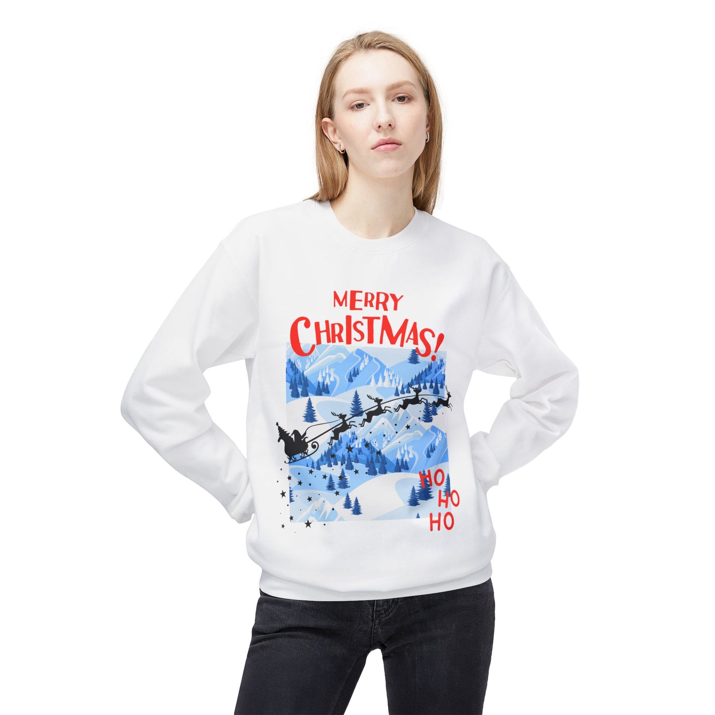 Christmas Santa Fleece Sweatshirt, Cozy Holiday Pullover, Merry Christmas Gift, Winter Sweater, Unisex Crewneck
