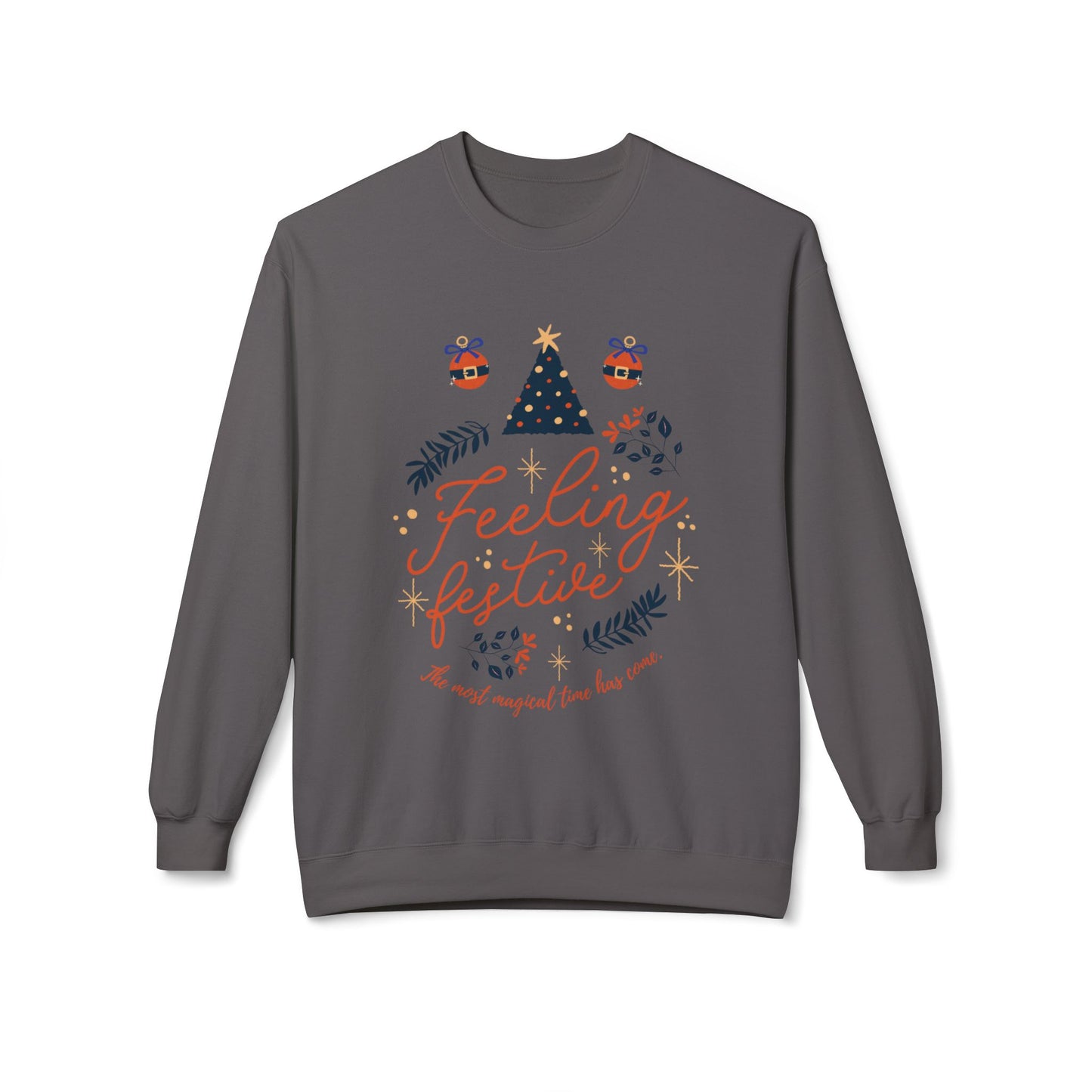 Festive Feeling Crewneck Sweatshirt, Cozy Holiday Sweatshirt, Christmas Gift, Unisex Fleece Pullover, Winter Apparel, Casual Wear