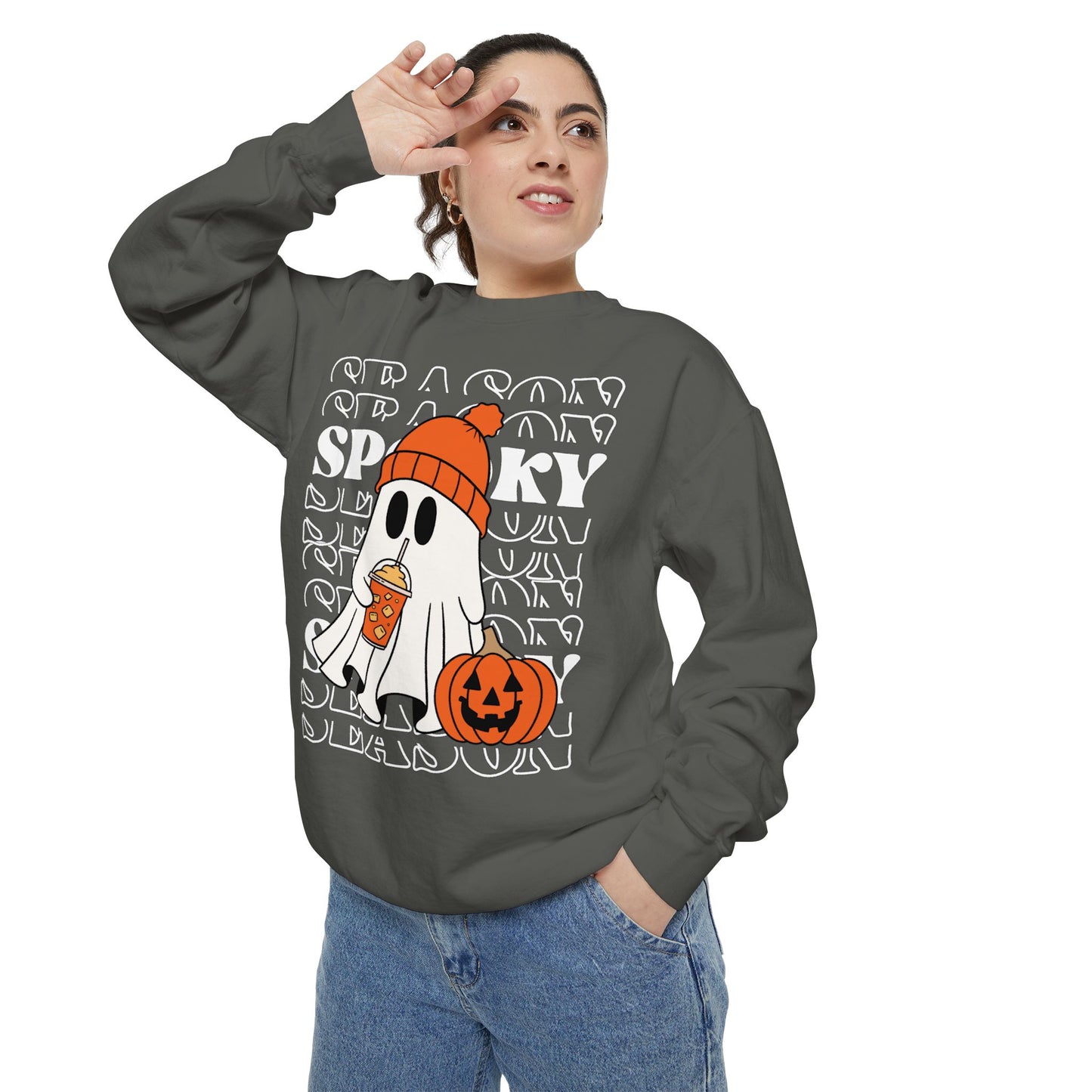 Spooky Season Sweatshirt - Unisex Garment-Dyed Pullover for Halloween and Fall, Cozy Comfort, Perfect Gift for Friends, October Decor,