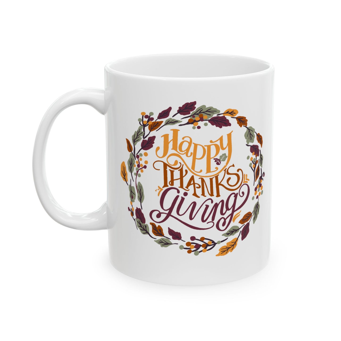 Floral Wreath Ceramic Mug - Elegant Coffee Cup for Home, Office, Gifts, Birthday, Tea Lover Decor