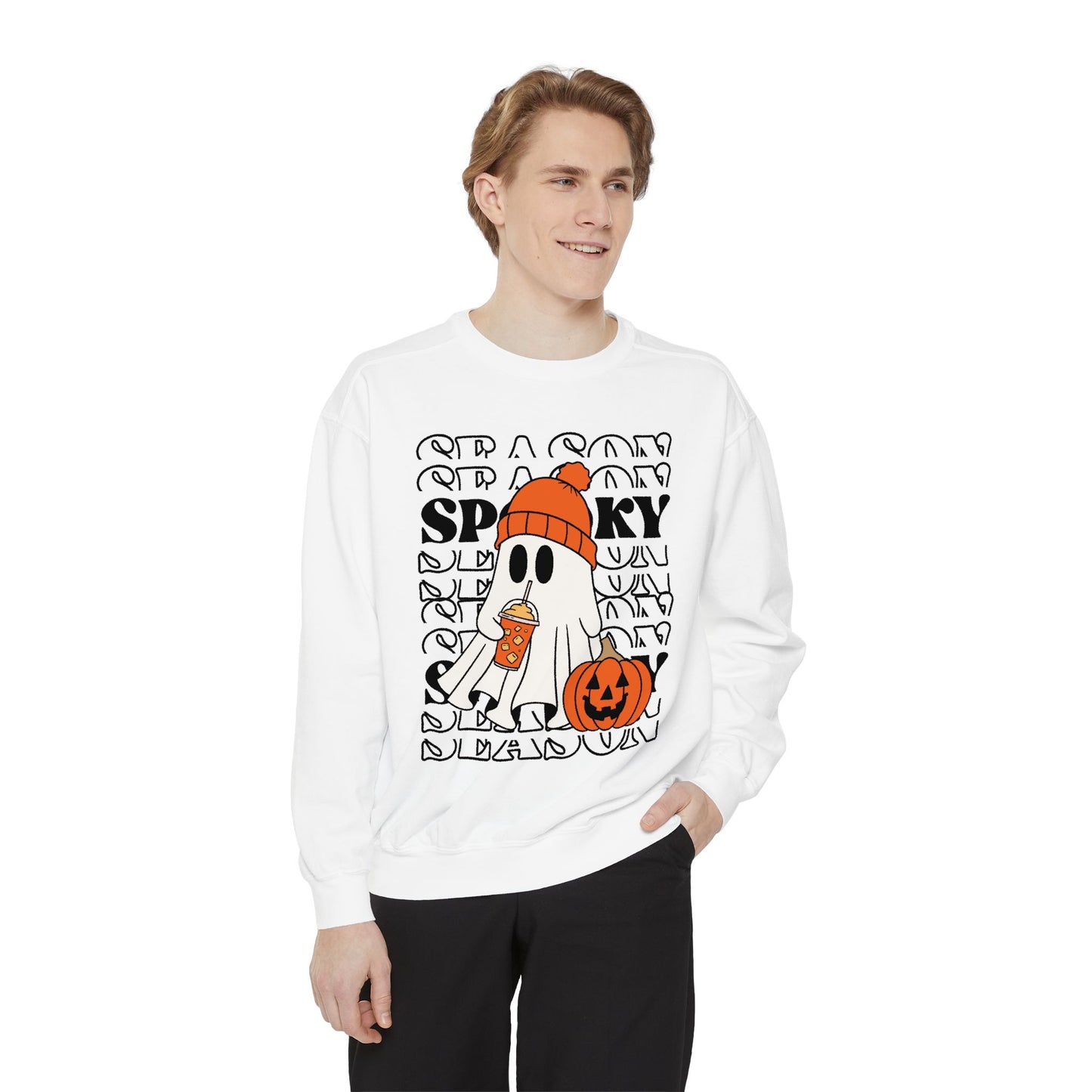 Spooky Season Sweatshirt - Unisex Garment-Dyed Pullover for Halloween and Fall, Cozy Comfort, Perfect Gift for Friends, October Decor,
