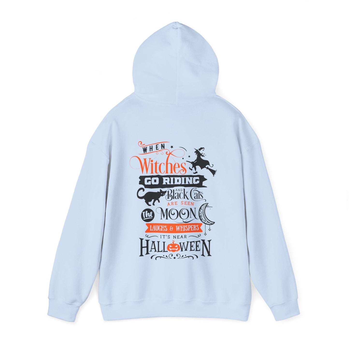 Halloween-Themed Unisex Hoodie with Witches and Bats Design, Cozy Sweatshirt for Fall Celebrations, Spooky Season Apparel, Gift Idea