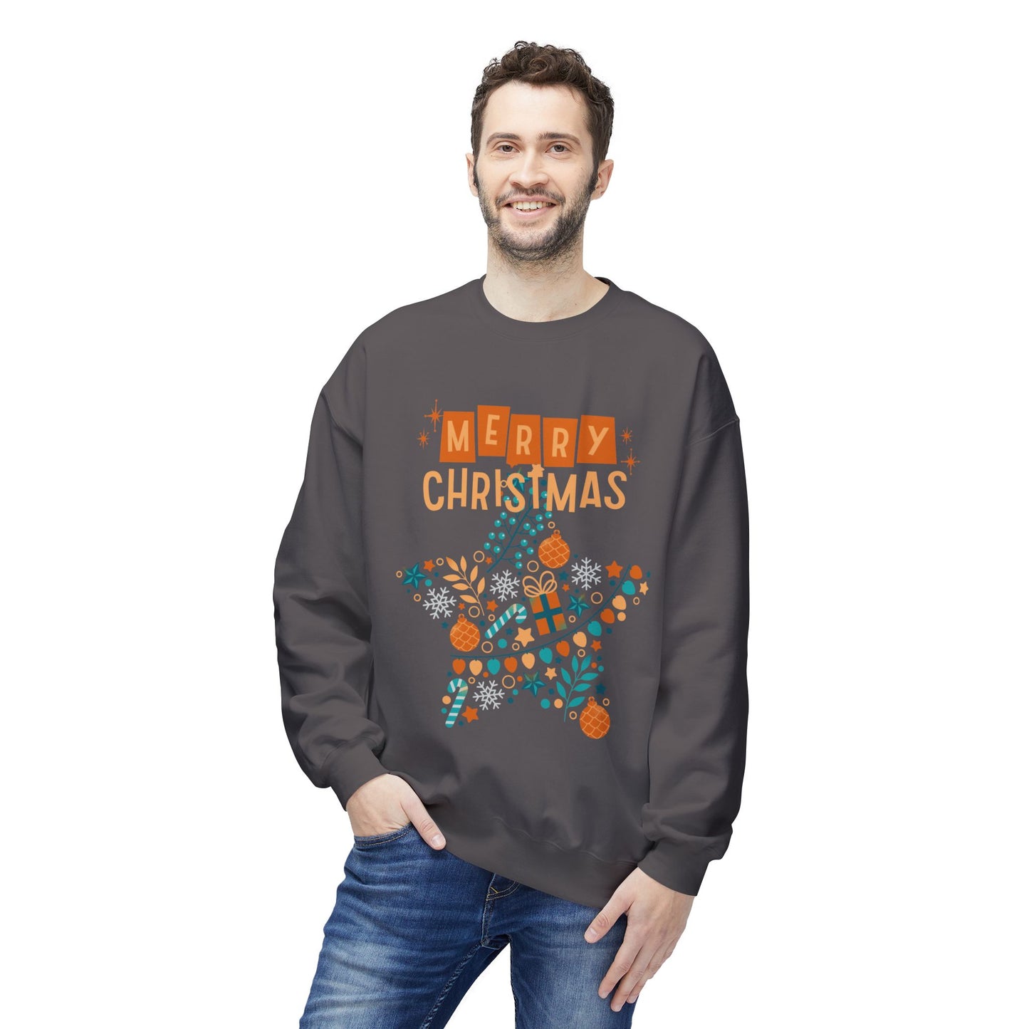 Merry Christmas Sweatshirt, Cozy Holiday Crewneck, Festive Apparel, Winter Gift, Unisex Fleece Top, Christmas Sweatshirt