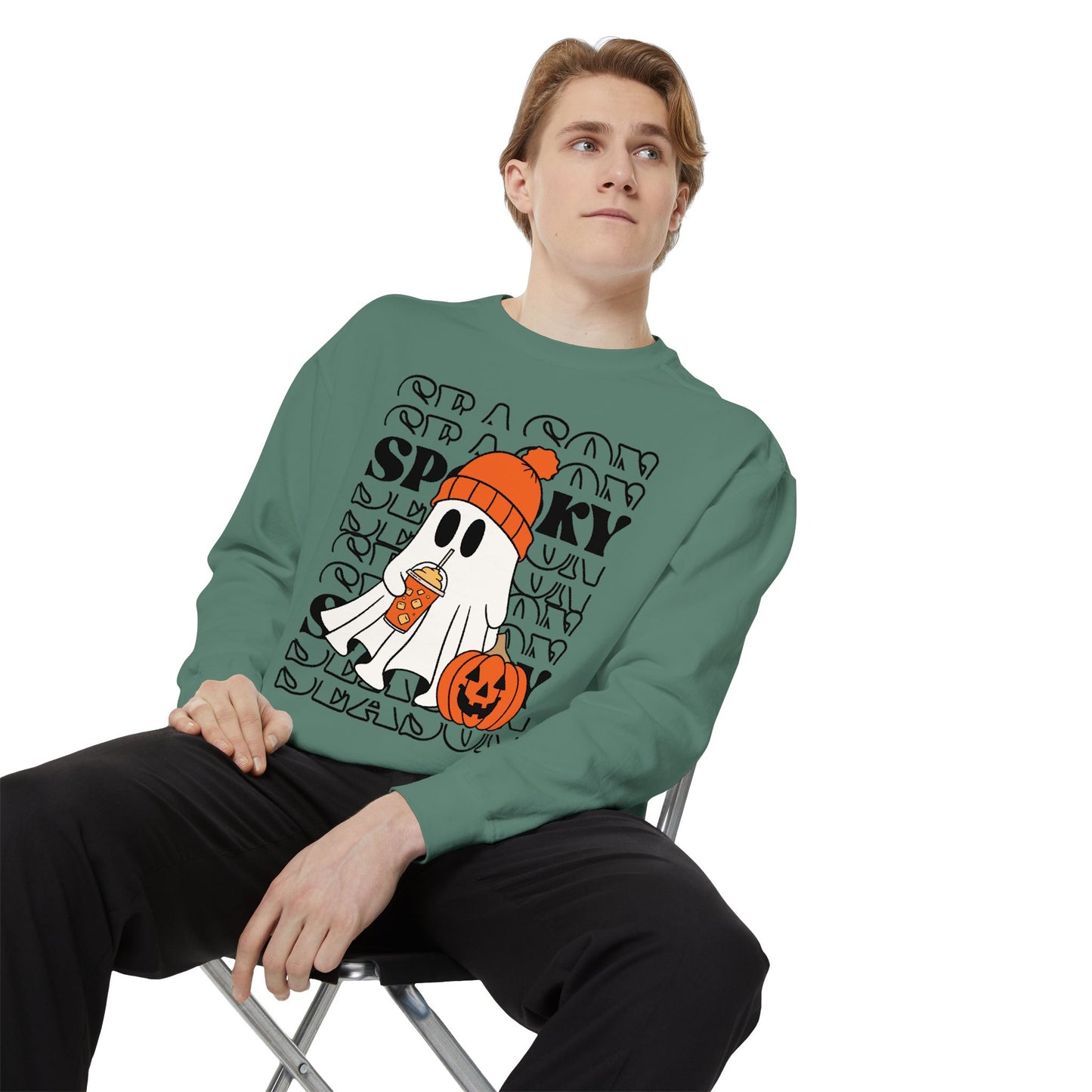 Spooky Season Sweatshirt - Unisex Garment-Dyed Pullover for Halloween and Fall, Cozy Comfort, Perfect Gift for Friends, October Decor,