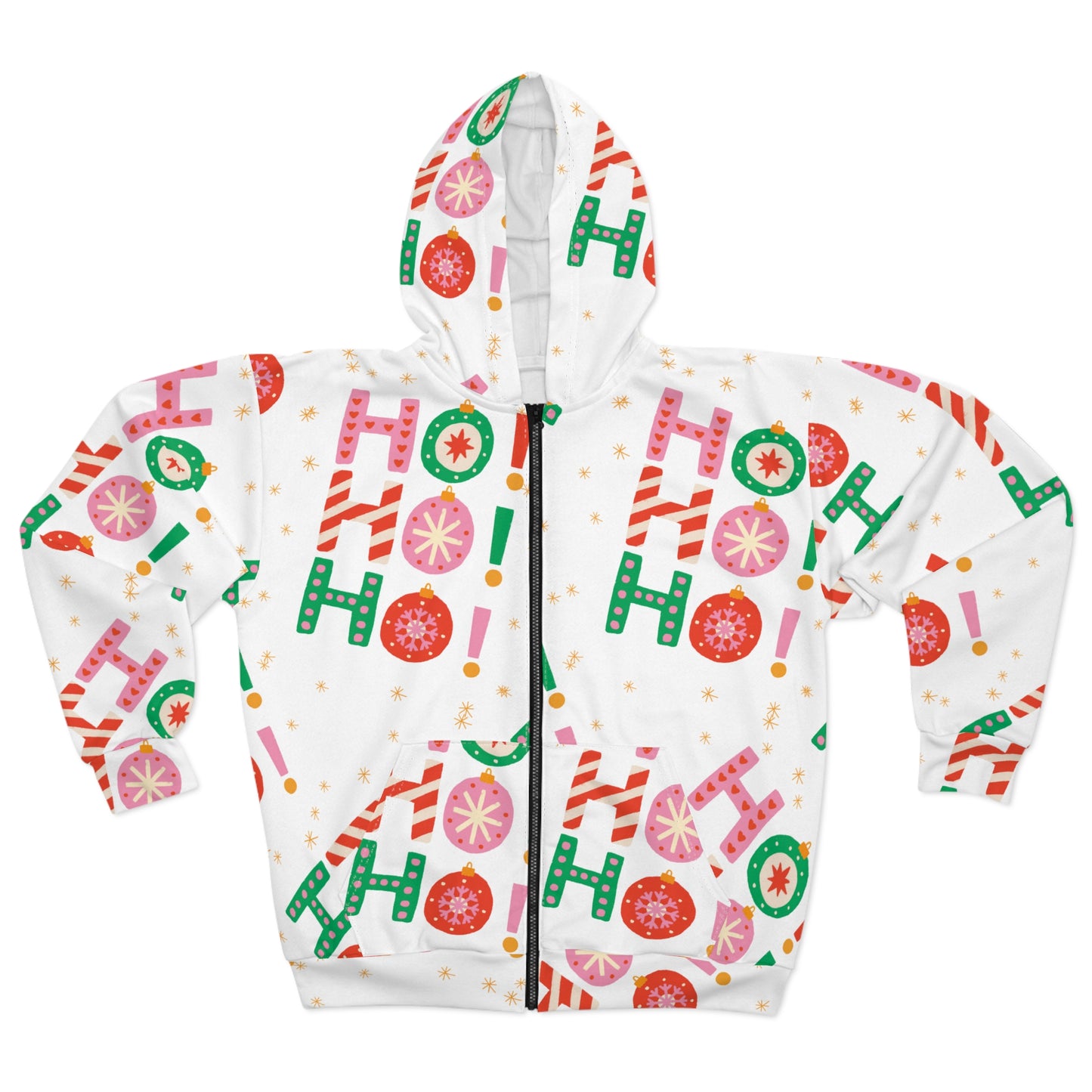 Ho Ho Ho Candy Style Festive Holiday Zip Hoodie
