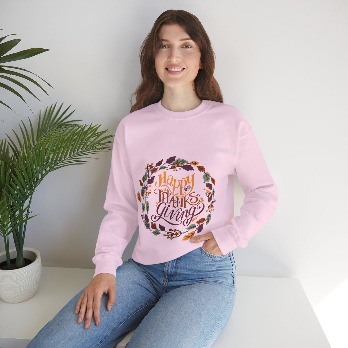 Happy Thanksgiving Crewneck Sweatshirt - Cozy Fall Apparel, Thanksgiving Gift, Unisex Pullover, Casual Fall Sweatshirt