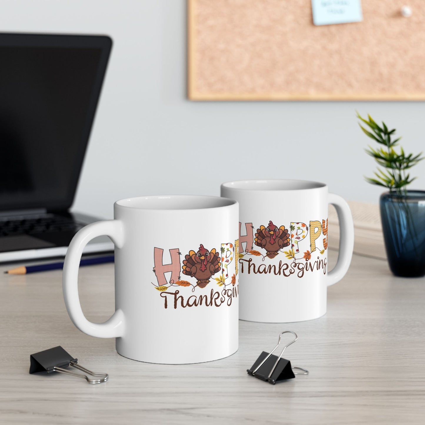 Thanksgiving Ceramic Mug - Happy Thanksgiving Gift, Fall Decor, Holiday Coffee Cup, Autumn Mug, Seasonal Drinkware