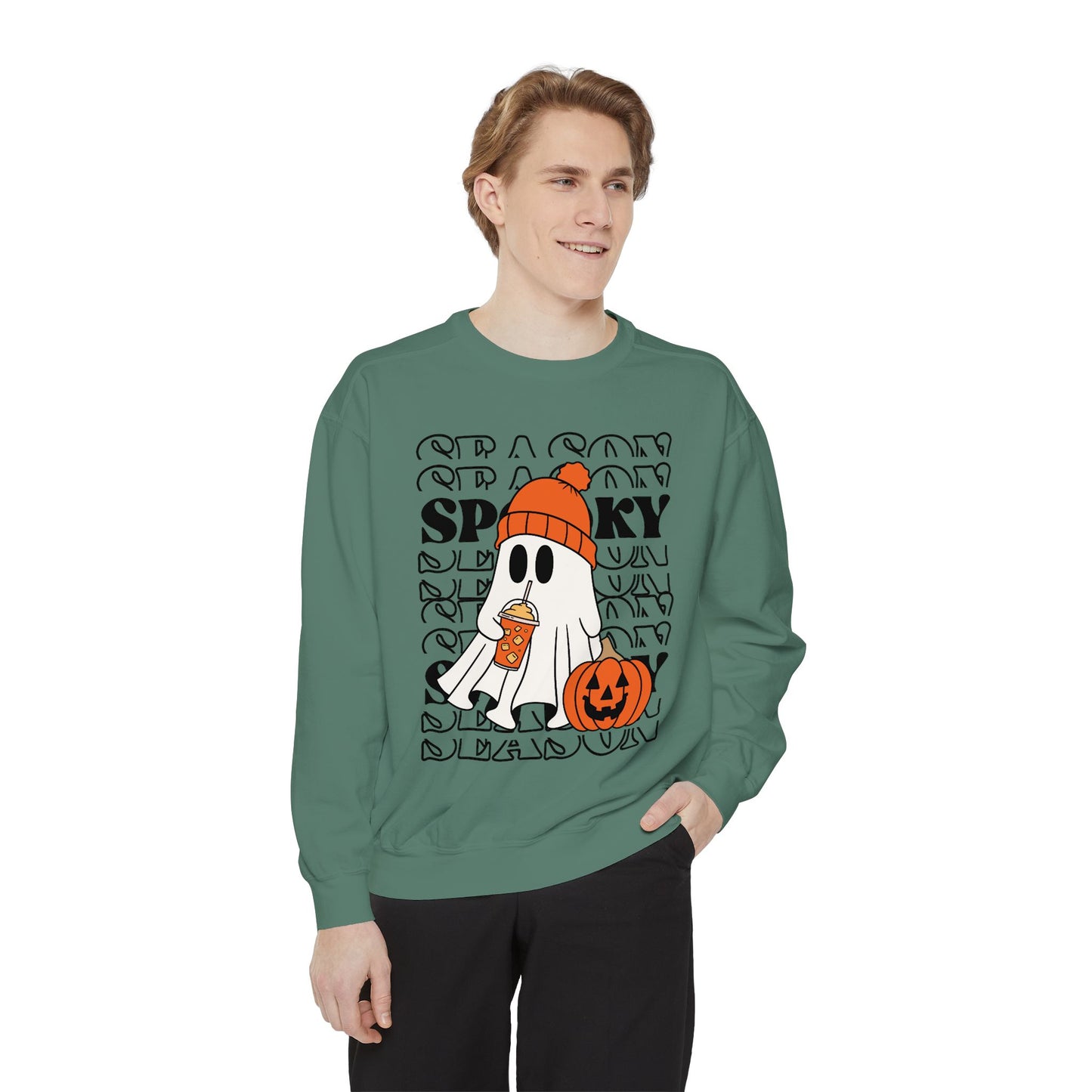 Spooky Season Sweatshirt - Unisex Garment-Dyed Pullover for Halloween and Fall, Cozy Comfort, Perfect Gift for Friends, October Decor,