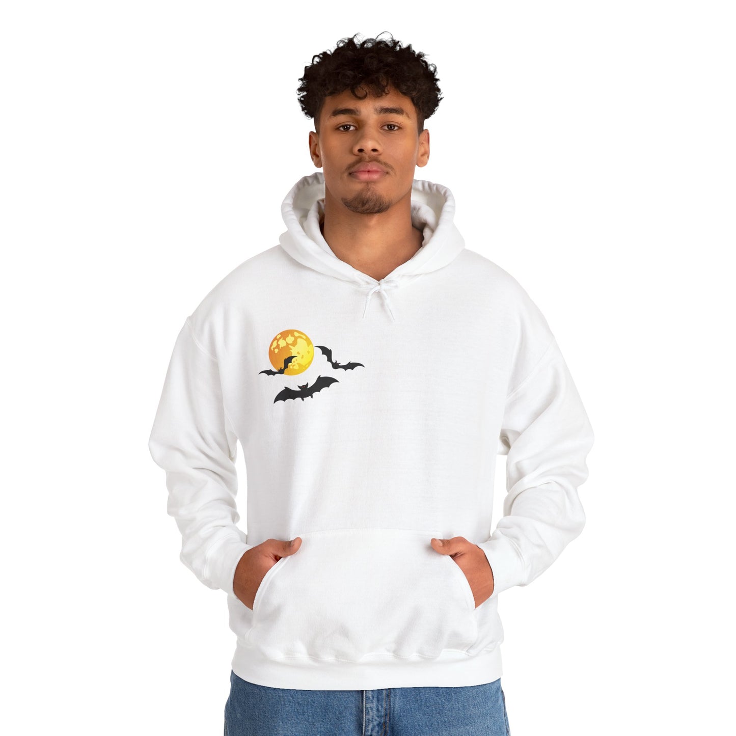 Halloween-Themed Unisex Hoodie with Witches and Bats Design, Cozy Sweatshirt for Fall Celebrations, Spooky Season Apparel, Gift Idea