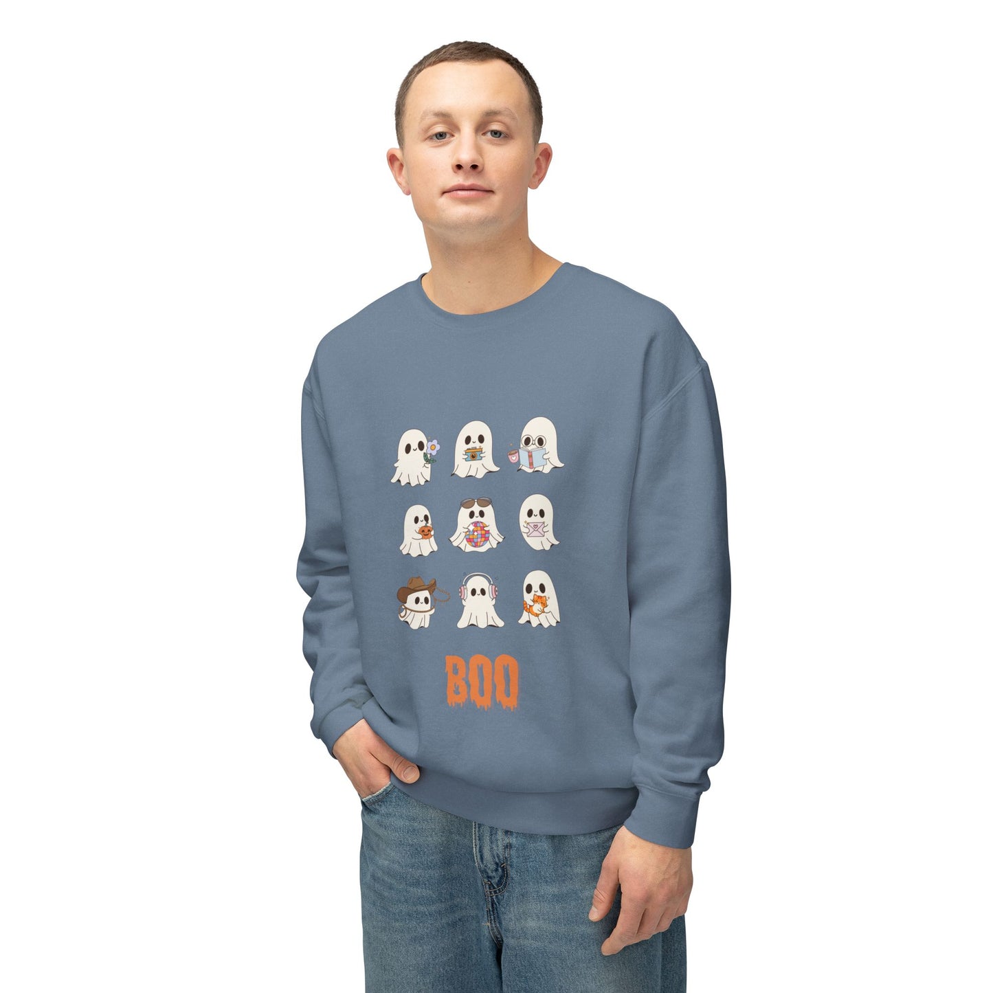 Adorable Ghosts Halloween Sweatshirt, Lightweight Crewneck, Unisex, Cute Halloween Apparel, Boo Sweatshirt, Spooky Season Gift