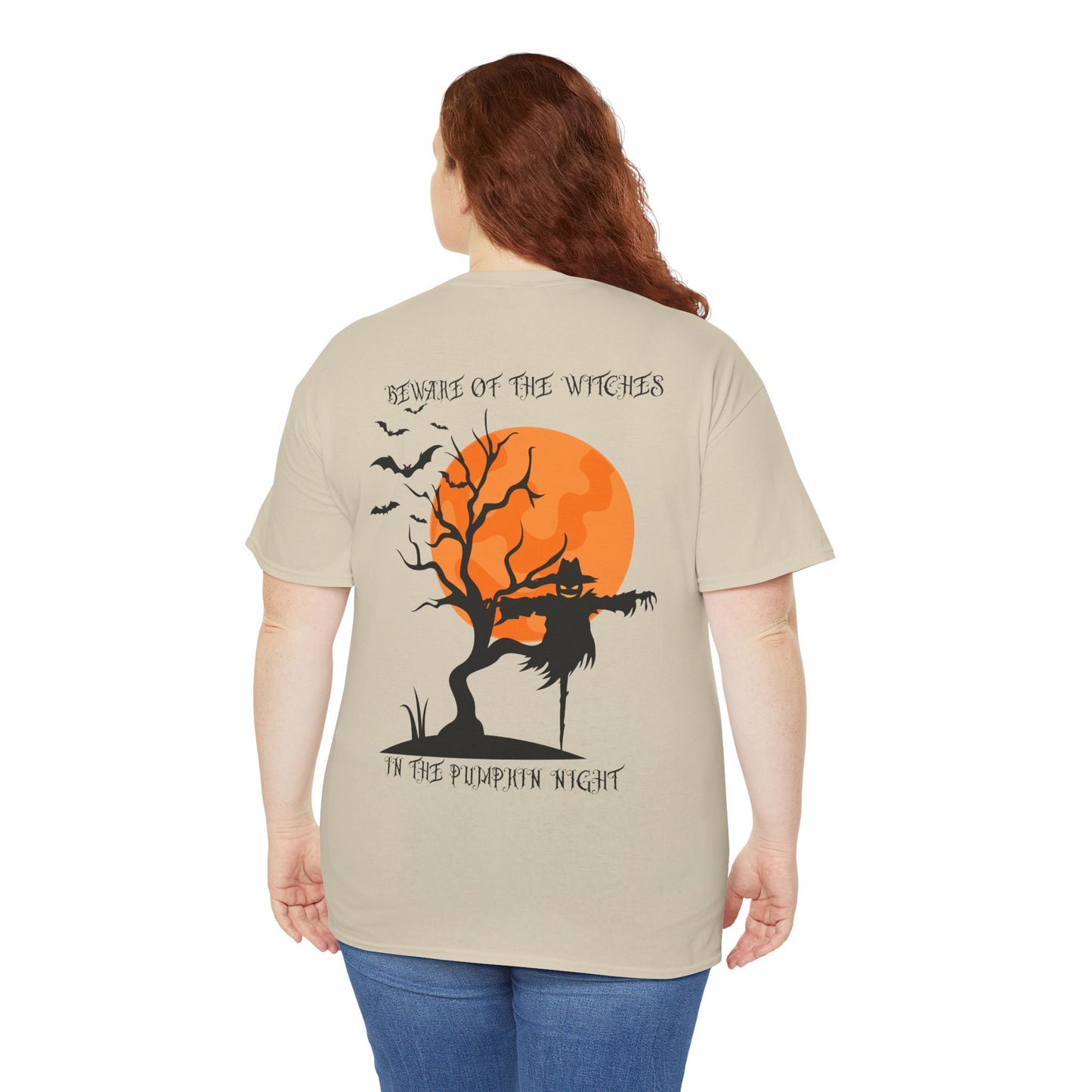 Halloween Witches Themed Unisex Heavy Cotton Tee, Scary Shirt, Witch T-Shirt, Fall Apparel, Spooky Night Top