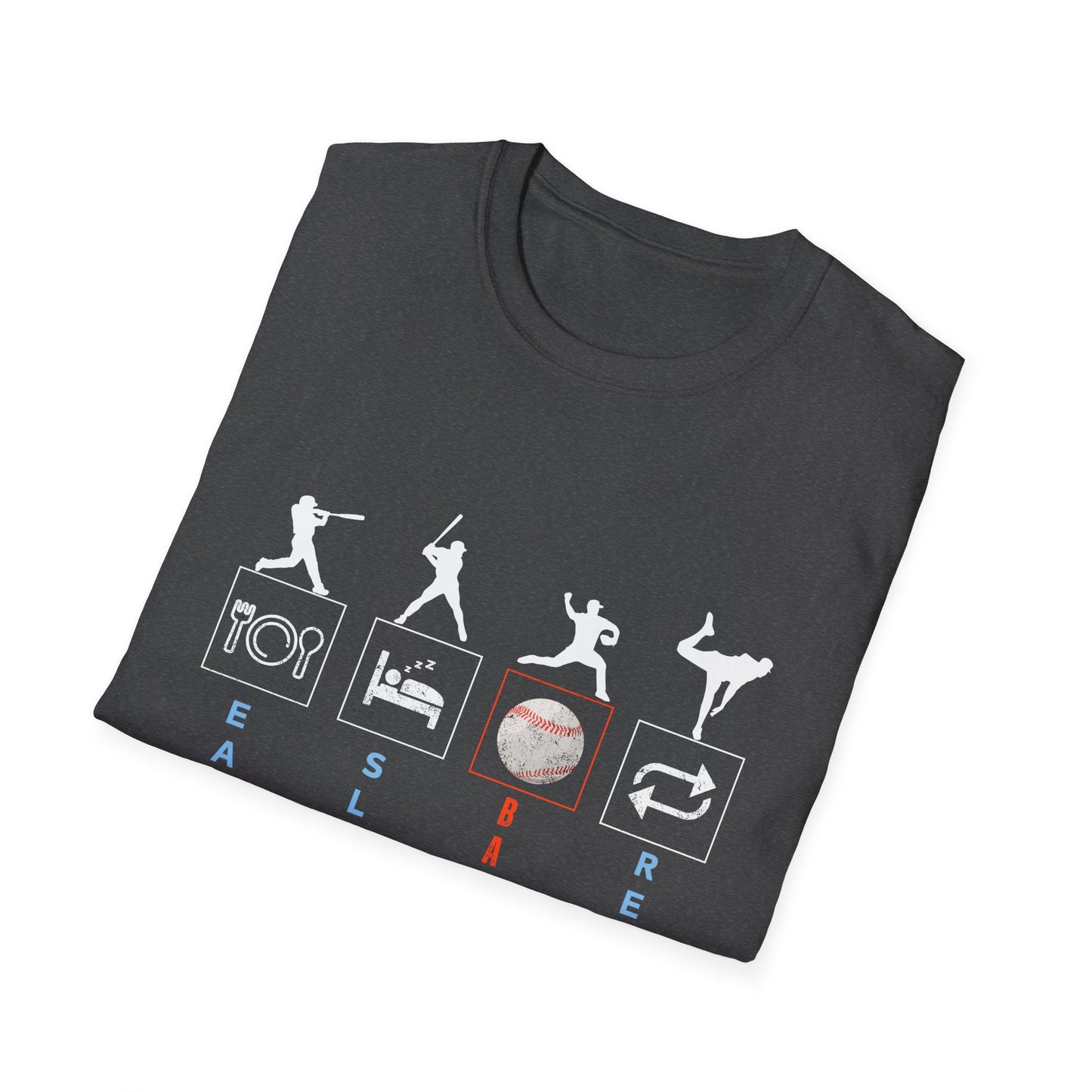 Baseball Enthusiast T-Shirt - Eat Sleep Baseball Repeat - Perfect for Sports Fans, Athletes, Gift for Coach, Casual Wear