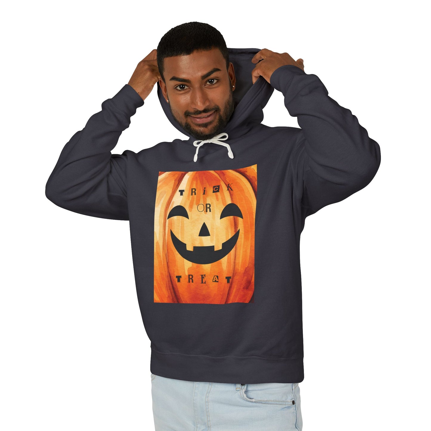 Halloween Pumpkin Hoodie, Unisex Lightweight Hooded Sweatshirt, Cozy Fall Apparel, Trick or Treat Costume