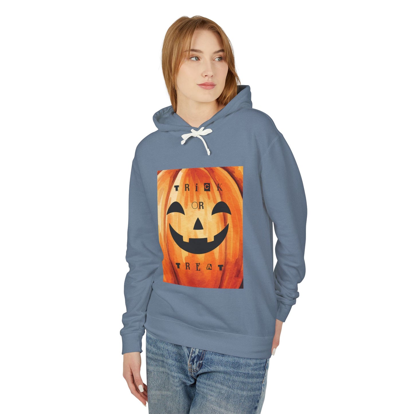 Halloween Pumpkin Hoodie, Unisex Lightweight Hooded Sweatshirt, Cozy Fall Apparel, Trick or Treat Costume