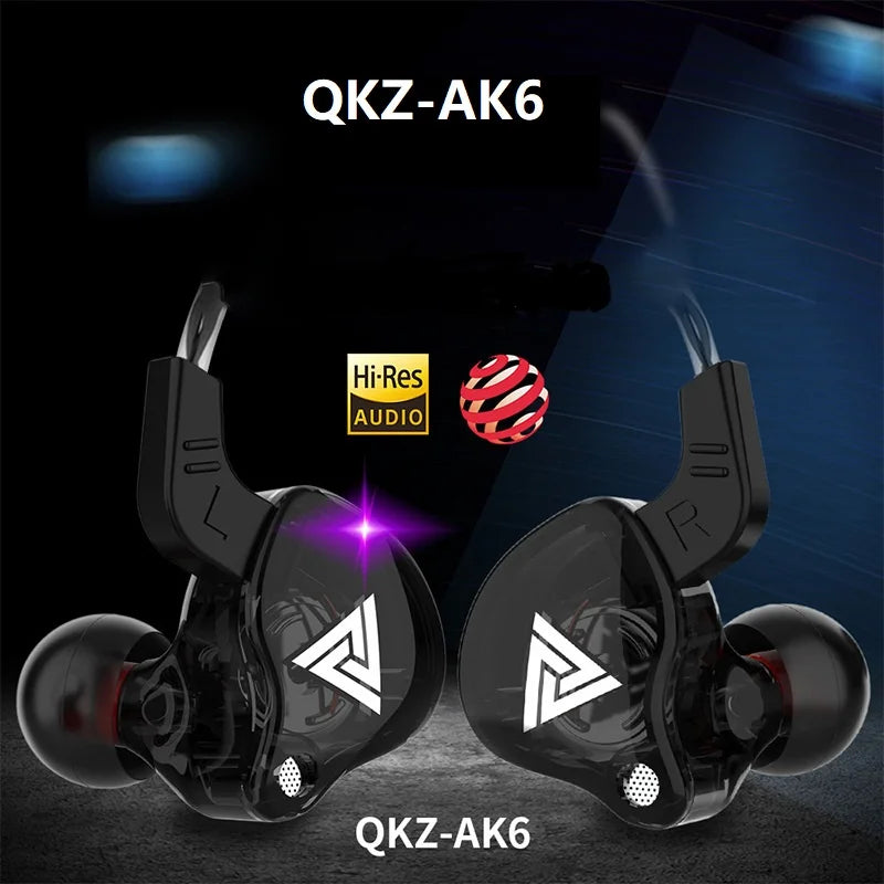 QKZ AK6 Running Band Microphone Headphones Copper Driver 3.5Mm Hi-Fi Sports Headphones In-Ear Headphones Music Earbuds