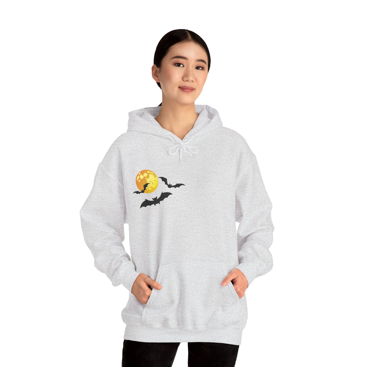 Halloween-Themed Unisex Hoodie with Witches and Bats Design, Cozy Sweatshirt for Fall Celebrations, Spooky Season Apparel, Gift Idea