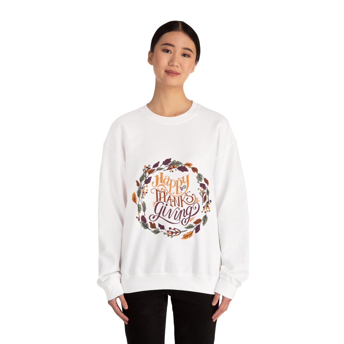 Happy Thanksgiving Crewneck Sweatshirt - Cozy Fall Apparel, Thanksgiving Gift, Unisex Pullover, Casual Fall Sweatshirt