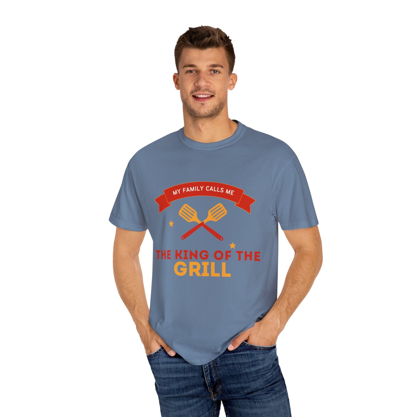 King of the Grill T-shirt | Unisex Garment-Dyed Tee for BBQ Lovers, Father's Day Gift, Cooking Enthusiasts, Summer Parties, Family