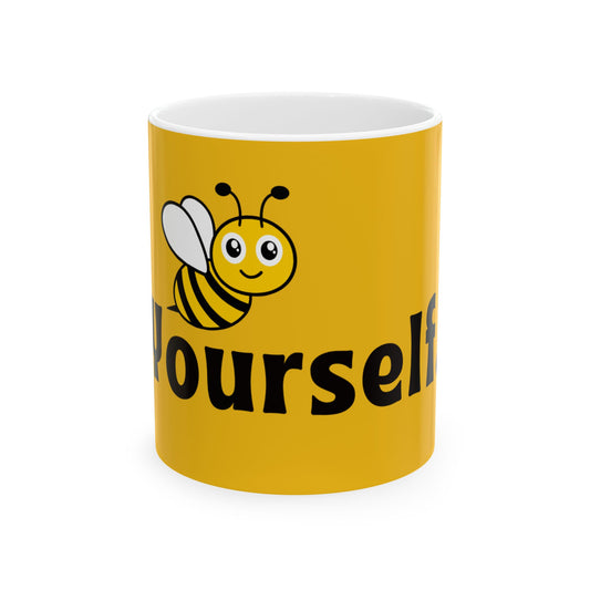 Cheerful Bee Yourself Mug: Brighten Your Day, Cute Coffee Cup, Insect Lover Gift, Personalized Mug, Buzzing Inspiration