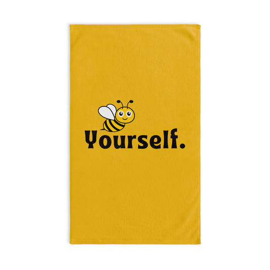 Cheerful Bee Yourself Hand Towel, Motivational Kitchen Towel, Cute Home Decor, Gifts for Beekeepers, Fun Hostess Gift