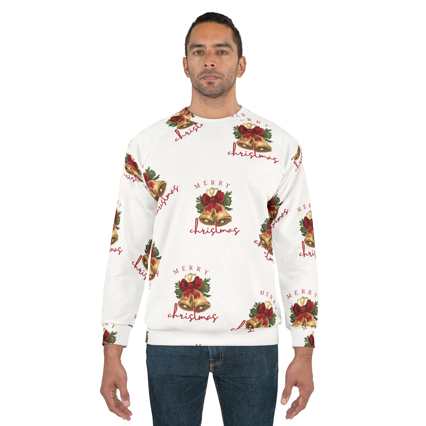 Festive Christmas Sweatshirt, Cozy Winter Gift, Unisex Holiday Apparel, Merry Christmas, Seasonal Clothing, Gift Idea, AOP Design