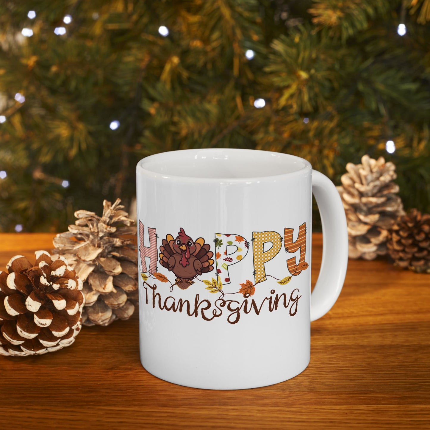 Thanksgiving Ceramic Mug - Happy Thanksgiving Gift, Fall Decor, Holiday Coffee Cup, Autumn Mug, Seasonal Drinkware